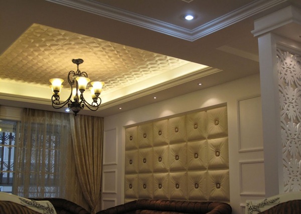 leather look ceiling tiles to decorate a wall